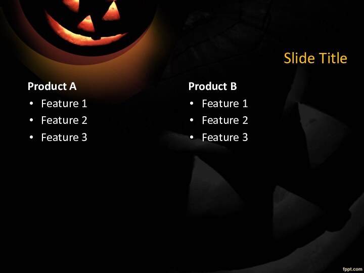 Slide TitleProduct AFeature 1Feature 2Feature 3Product BFeature 1Feature 2Feature 3