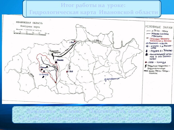 Домашнее задание:  Подготовить сообщениеО любом гидрологическом  объекте нашего края.Итог работы