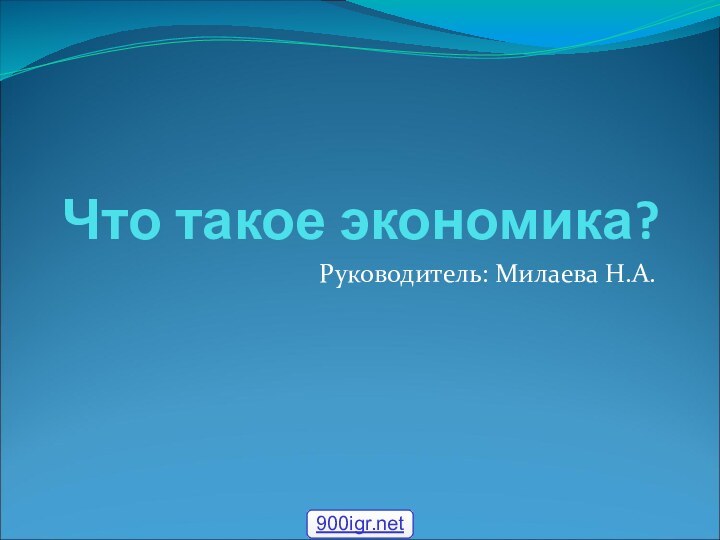 Что такое экономика?Руководитель: Милаева Н.А.