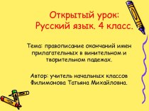 Правописание окончаний имен прилагательных в винительном и творительном падежах