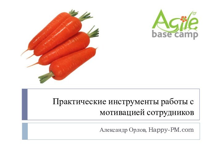 Практические инструменты работы с мотивацией сотрудниковАлександр Орлов, Happy-PM.com