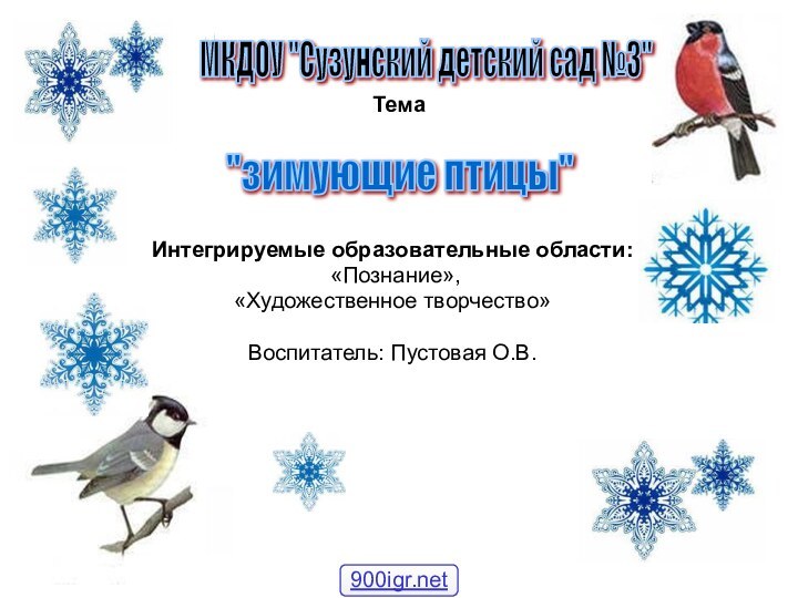 Тема  Интегрируемые образовательные области: «Познание», «Художественное творчество»Воспитатель: Пустовая О.В.