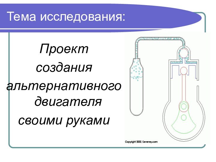 Тема исследования:Проект создания альтернативного двигателясвоими руками