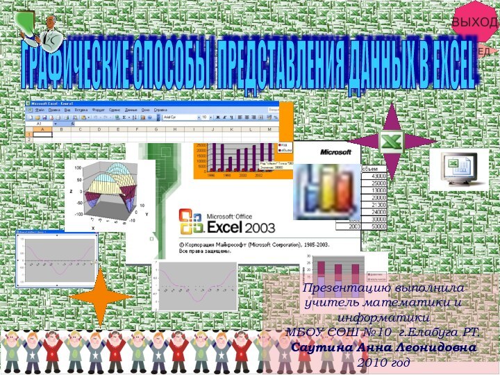 ГРАФИЧЕСКИЕ СПОСОБЫ ПРЕДСТАВЛЕНИЯ ДАННЫХ В EXCEL Презентацию выполнила учитель математики и