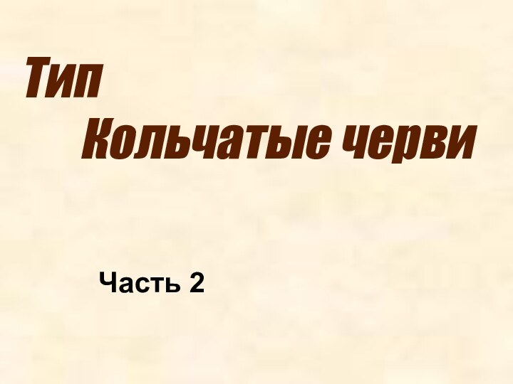 Тип Кольчатые червиЧасть 2