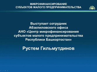 Микрофинансирование субъектов малого предпринимательства