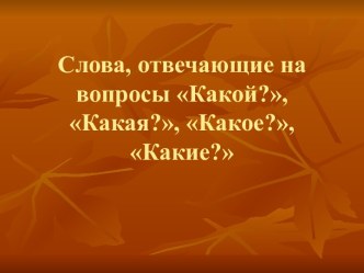 Слова, отвечающие на вопросы Какой?, Какая?, Какое?, Какие?