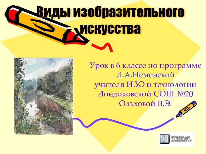 Виды изобразительного искусства Урок в 6 классе по программе Л.А.Неменскойучителя ИЗО и