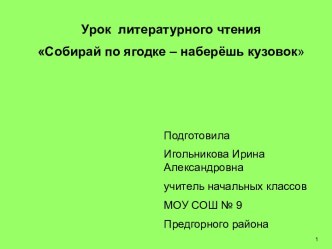 Собирай по ягодке – наберёшь кузовок