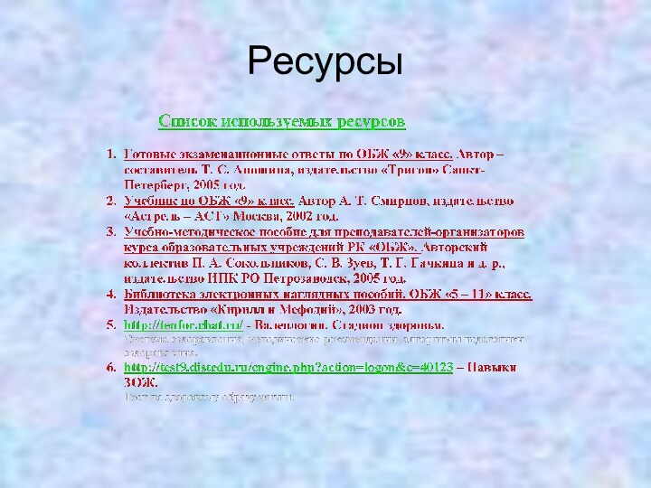 Ресурсы