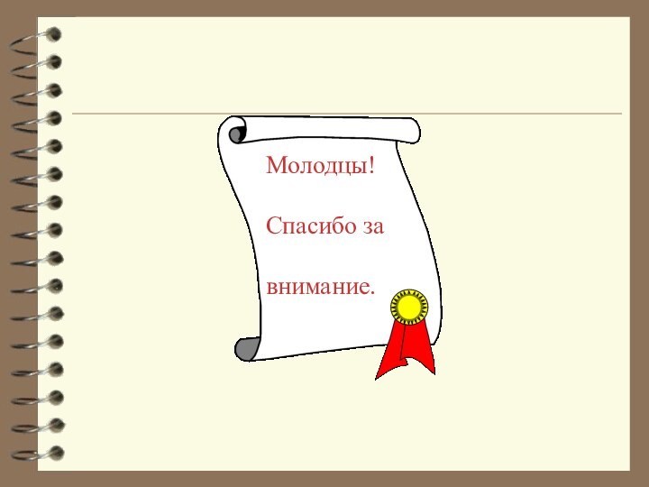 Молодцы!Спасибо за внимание.