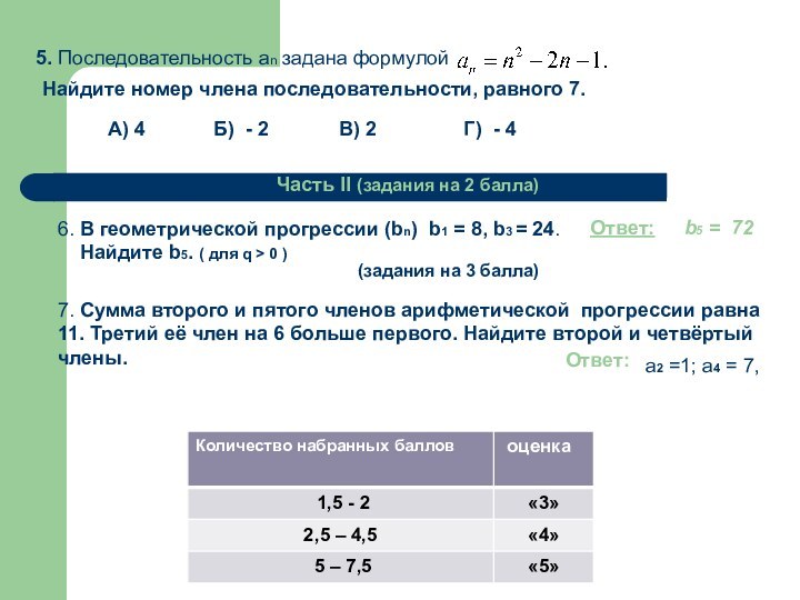 Номер члена последовательности.