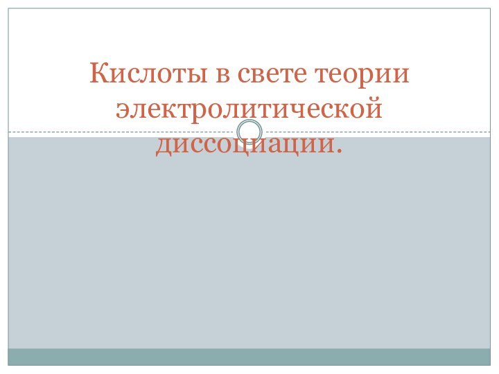 Кислоты в свете теории электролитической диссоциации.