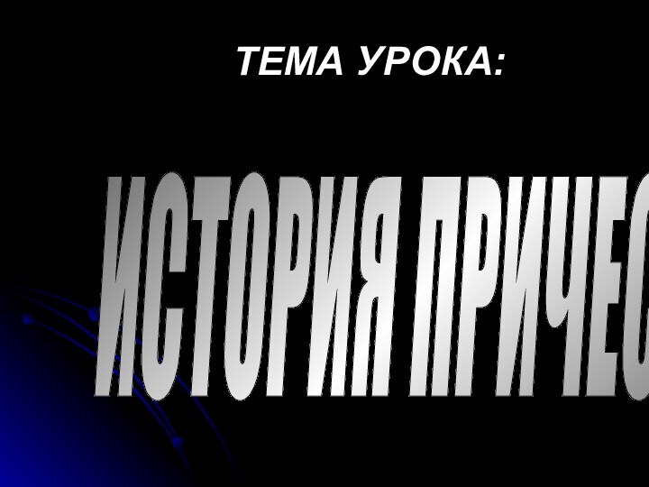 ТЕМА УРОКА: ИСТОРИЯ ПРИЧЕСКИ