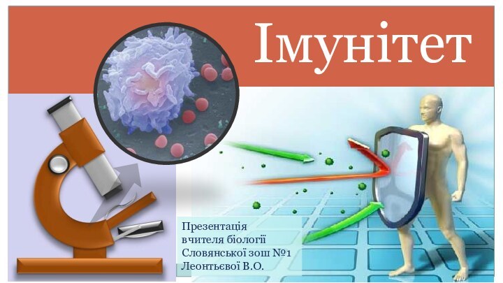 Презентація вчителя біологіїСловянської зош №1Леонтьєвої В.О. Імунітет