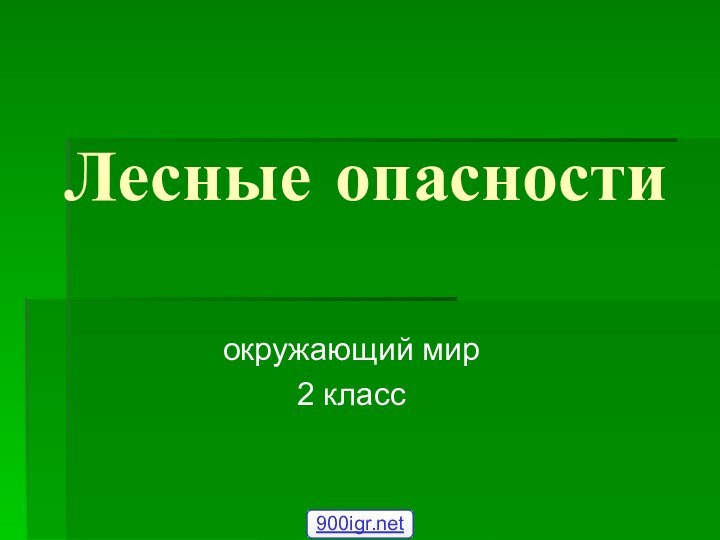 Лесные опасностиокружающий мир2 класс