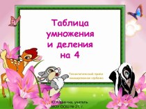 Таблица умножения и деления на 4