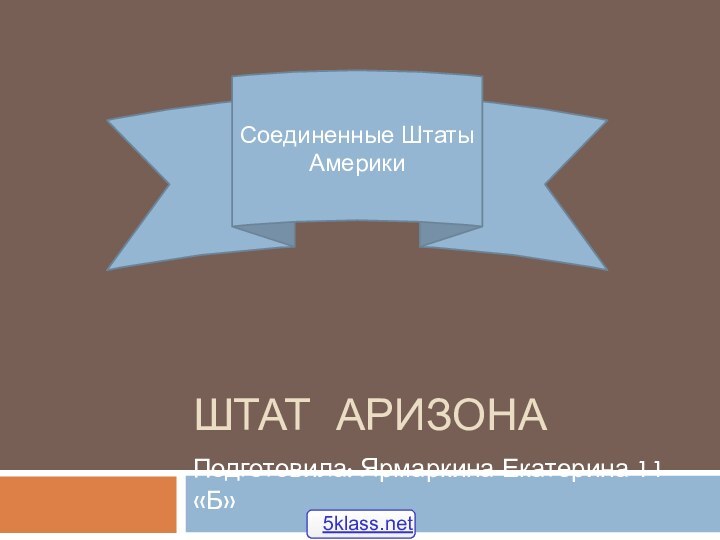 штат АризонаПодготовила: Ярмаркина Екатерина 11 «Б»Соединенные ШтатыАмерики