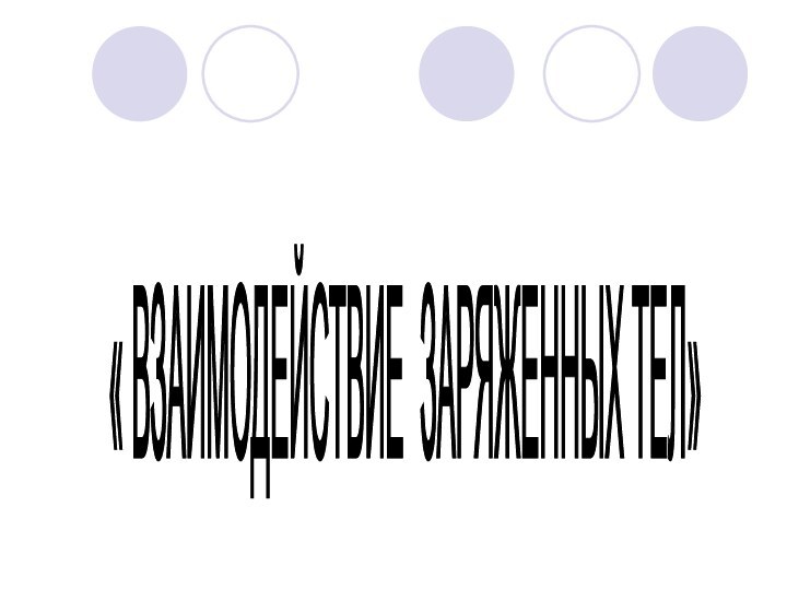 « ВЗАИМОДЕЙСТВИЕ ЗАРЯЖЕННЫХ ТЕЛ»