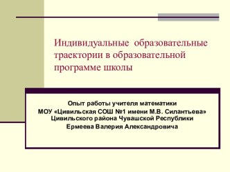 Индивидуальные образовательные траектории в образовательной программе школы