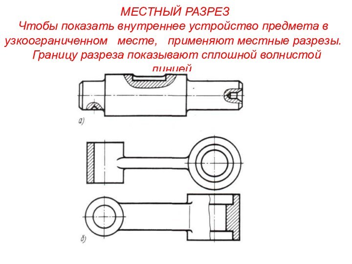 МЕСТНЫЙ РАЗРЕЗ Чтобы показать внутреннее устройство предмета