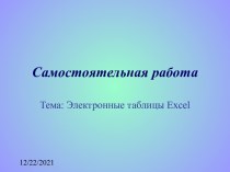 Электронные таблицы Excel