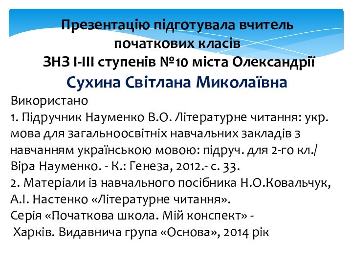 Презентацію підготувала вчитель початкових класів