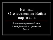 Великая Отечественная Война партизаны