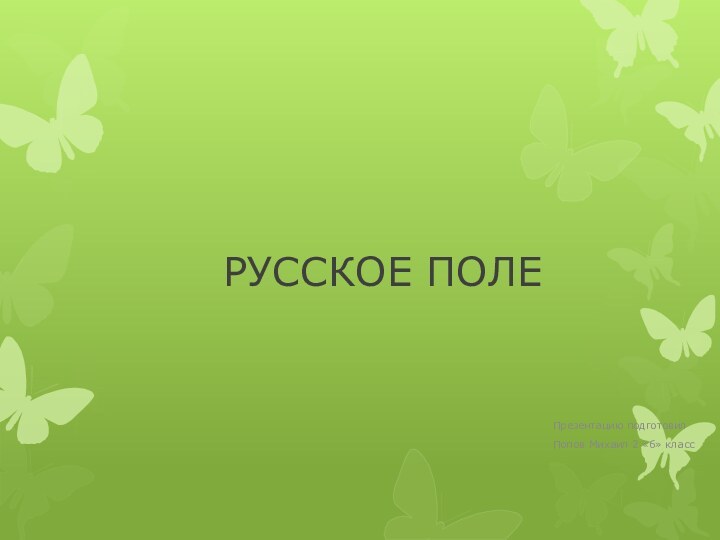 РУССКОЕ ПОЛЕПрезентацию подготовилПопов Михаил 2 «б» класс