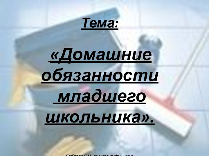 Тема: «Домашние обязанности младшего школьника».Боброва Е.Н., гимназия № 5, 2010.