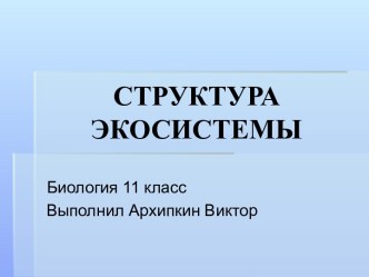 СТРУКТУРА ЭКОСИСТЕМЫ