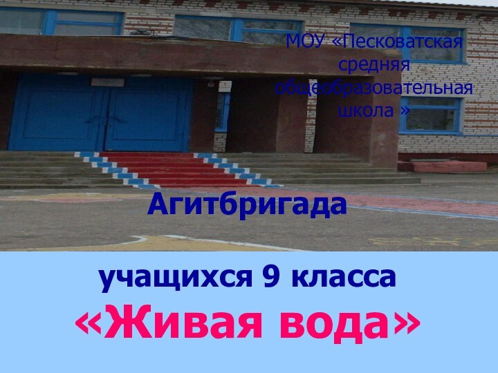 Агитбригада  учащихся 9 класса «Живая вода»МОУ «Песковатская средняя общеобразовательная школа »