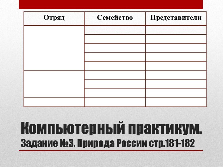 Компьютерный практикум. Задание №3. Природа России стр.181-182