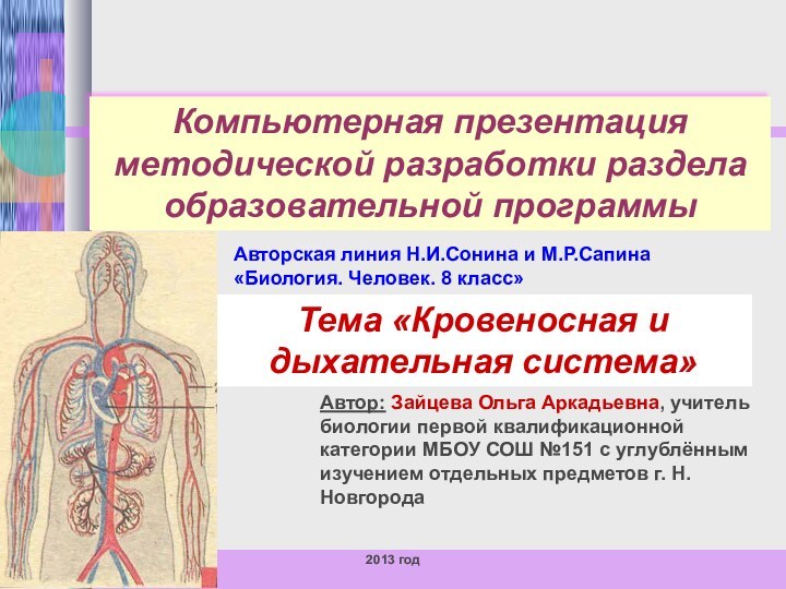 Компьютерная презентация методической разработки раздела образовательной программы Автор: Зайцева Ольга Аркадьевна, учитель