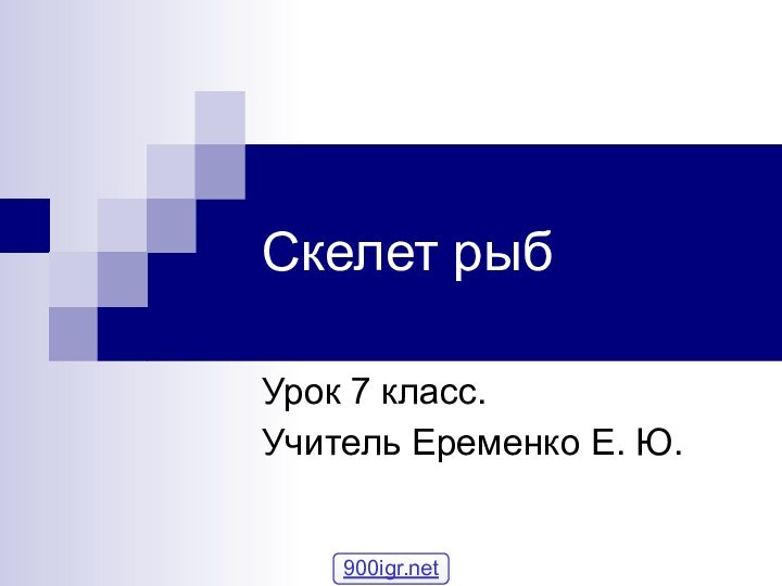 Скелет рыбУрок 7 класс.Учитель Еременко Е. Ю.