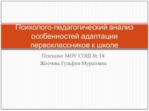 Психолого-педагогический анализ особенностей адаптации первоклассников к школе