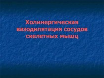 Холинергическая вазодилятация сосудов скелетных мышц