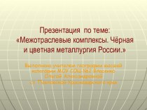 Межотраслевые комплексы. Чёрная и цветная металлургия России