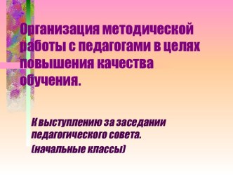 Организация методической работы с педагогами в целях повышения качества обучения