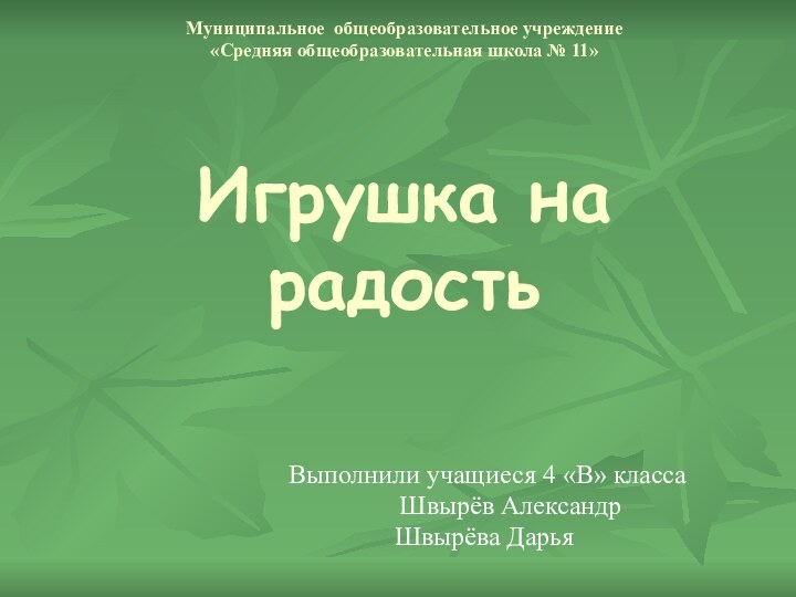 Муниципальное общеобразовательное учреждение «Средняя общеобразовательная школа № 11»