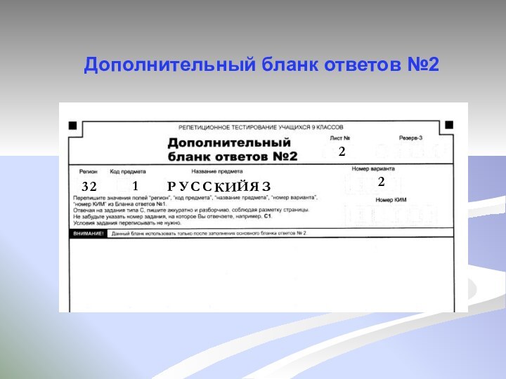 Дополнительный бланк ответов №2 3212РУССКИЙЯЗ2