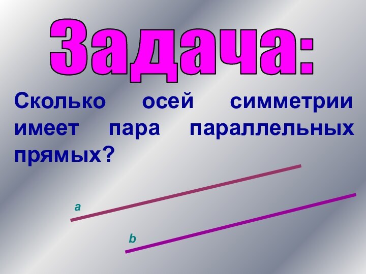 Задача:Сколько осей симметрии имеет пара параллельных прямых?ab