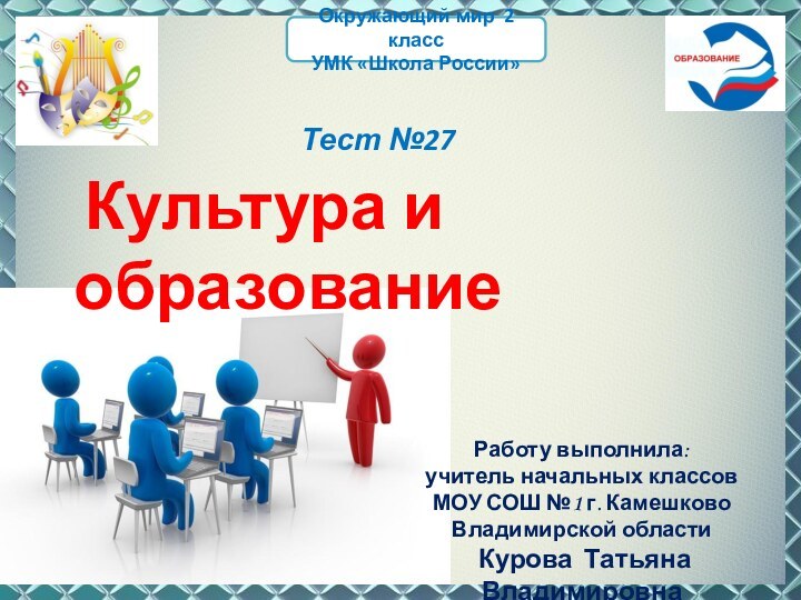 Окружающий мир 2 классУМК «Школа России» Культура и образование Работу выполнила:учитель начальных