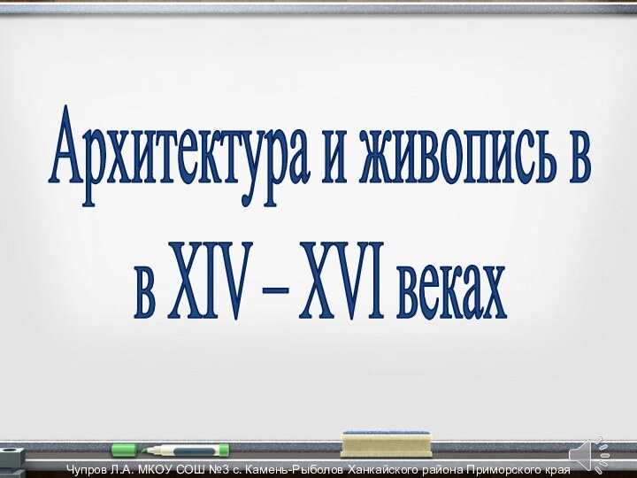 Архитектура и живопись в  в XIV – XVI векахЧупров Л.А. МКОУ