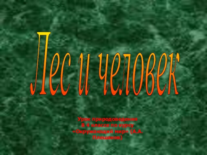 Лес и человекУрок природоведенияВ 4 классе по курсу «Окружающий мир» (А.А.Плешаков)