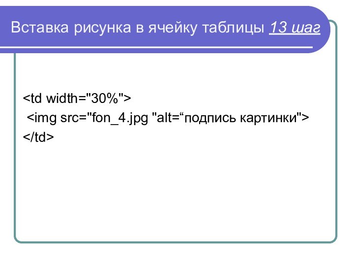 Вставка рисунка в ячейку таблицы 13 шаг