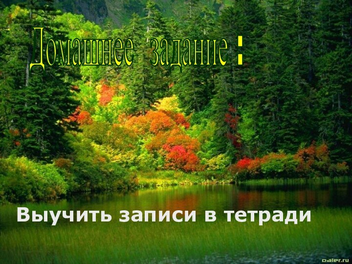 Выучить записи в тетрадиДомашнее задание :Выучить записи в тетради