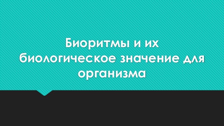 Биоритмы и их биологическое значение для организма