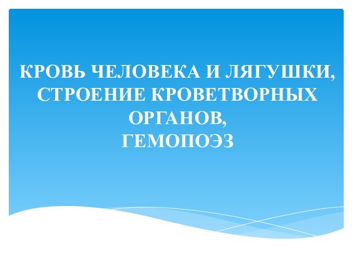 КРОВЬ ЧЕЛОВЕКА И ЛЯГУШКИ,  СТРОЕНИЕ КРОВЕТВОРНЫХ ОРГАНОВ,  ГЕМОПОЭЗ