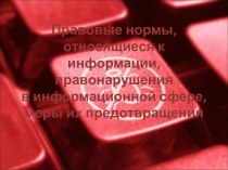 Правовые нормы, относящиеся к информации. Правонарушения в информационной сфере, меры их предотвращения